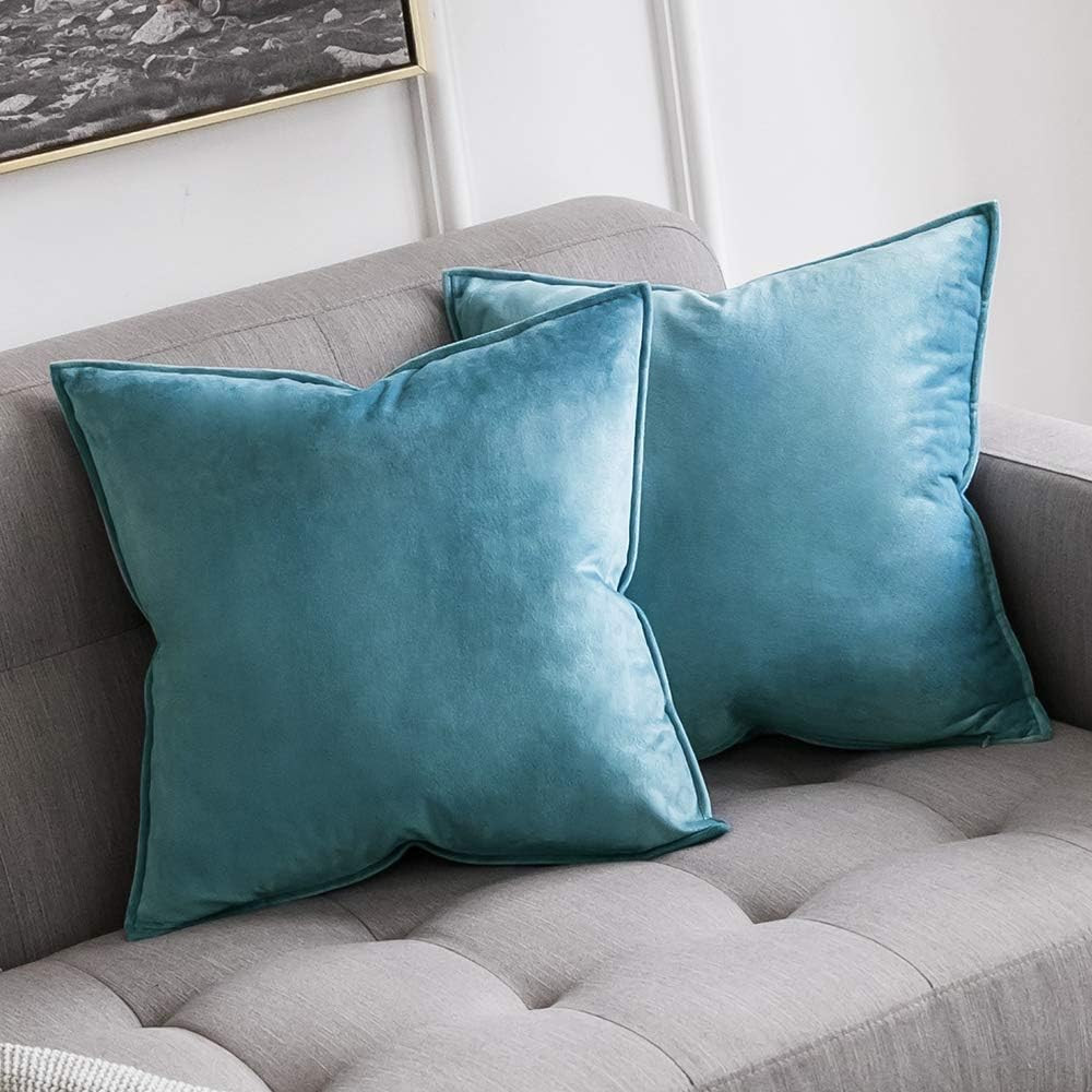 MIULEE Pack of 2 Decorative Velvet Throw Pillow Cover Soft Pillowcase Solid Square Cushion Case f... | Amazon (US)