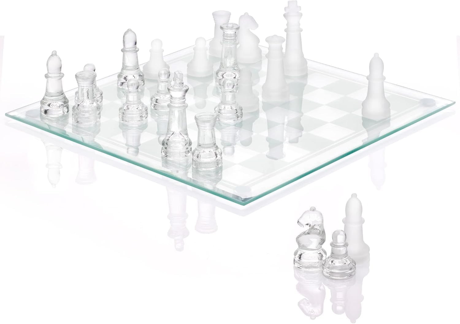 Fine Glass Chess Set, Modern Clear Chess Board Set with Solid Clear & Frosted Chess Pieces | 9.7'... | Amazon (US)