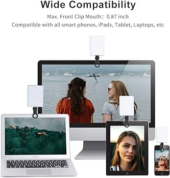 Newmowa 60 LED High Power Rechargeable Clip Fill Video Conference Light with Front & Back Clip, A... | Amazon (US)