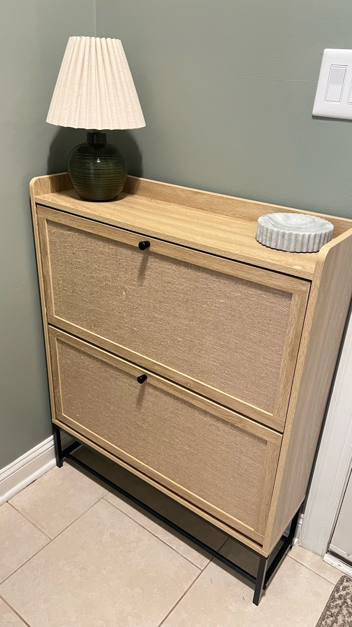 Mudroom details 

Paint color: 
Sherwin Williams Evergreen Fog
Emerald line in Satin finish 

Shoe storage holds so many shoes and I love that it has the functional tabletop too 🤍

#LTKHome #LTKSaleAlert