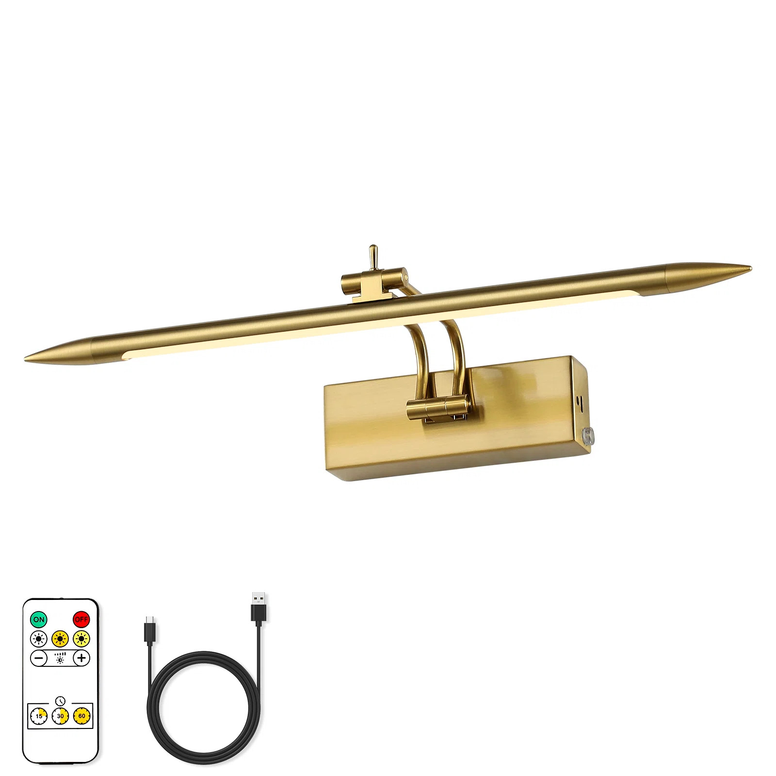 16.54 in. LED Picture Light with Remote Control Dimmable Multiple Color Temperatures Rotatable an... | Wayfair North America