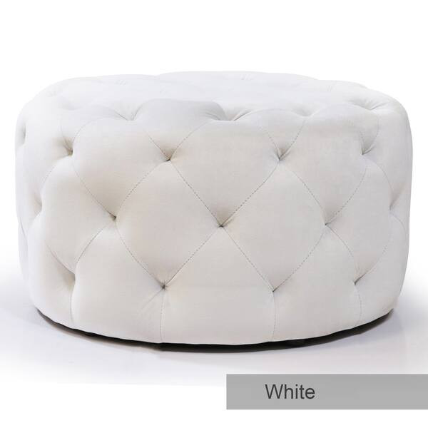 Warehouse of Tiffany Meerna 24-inch Round Tufted Padded Ottoman (Optional Colors) - White | Bed Bath & Beyond