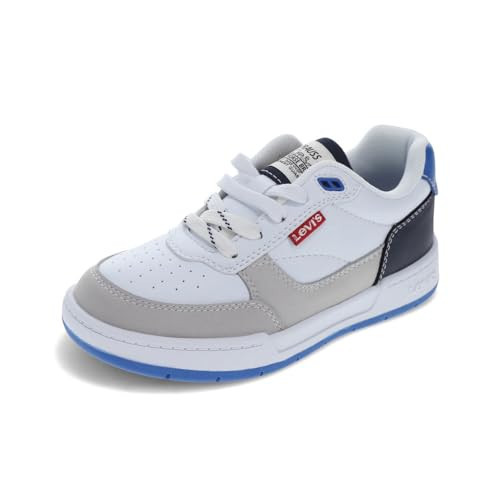 Levi's Kids La Jolla Synthetic Leather Casual Lace Up Sneaker Shoe, White/Blue, 4 M | Amazon (US)