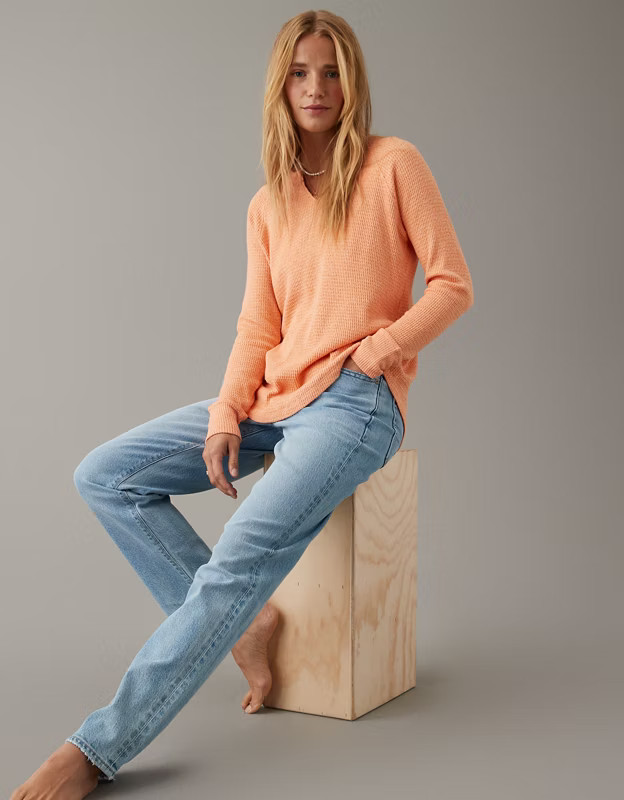 AE Oversized Long-Sleeve Plush Tee | American Eagle Outfitters (US & CA)