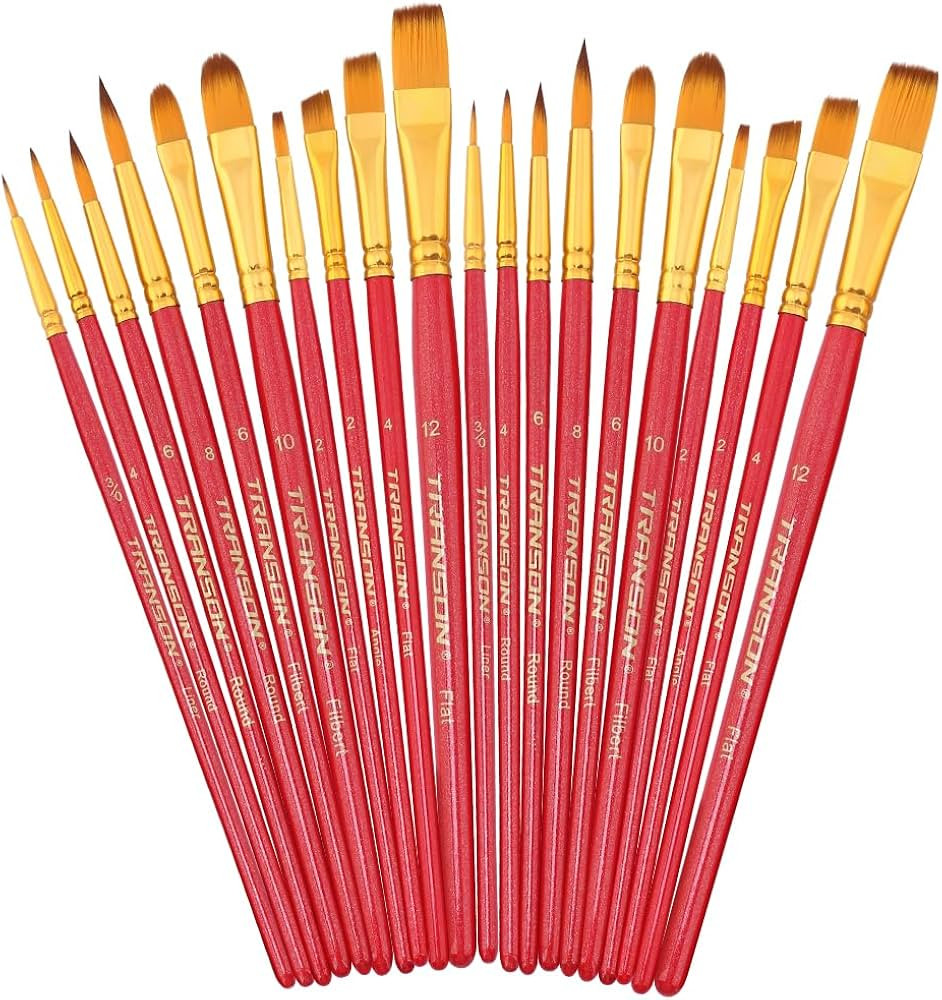 Transon 20pcs Artist Painting Brush Set for Acrylic Watercolor Gouache Hobby Craft Face Rock Pain... | Amazon (US)