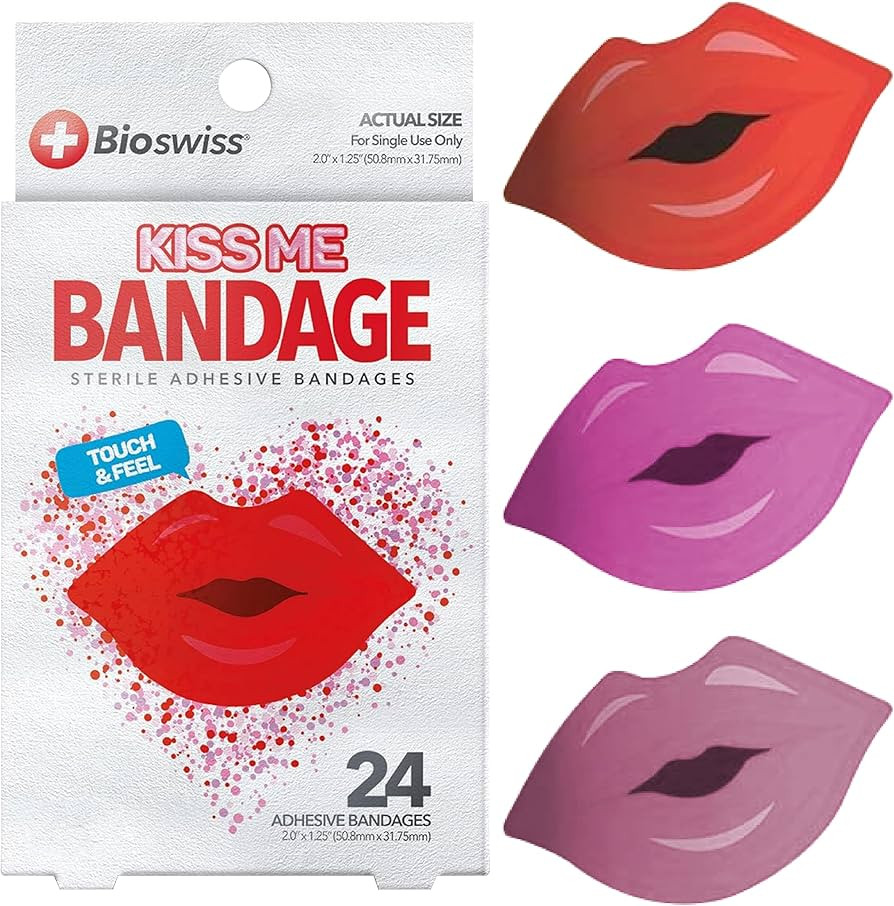 BioSwiss Bandages, Lips Shaped Self Adhesive Bandage, Latex Free Sterile Wound Care, Fun First Ai... | Amazon (US)