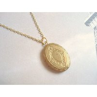 Gold Locket Necklace Little Vintage Brass Simple Jewelry | Etsy (US)