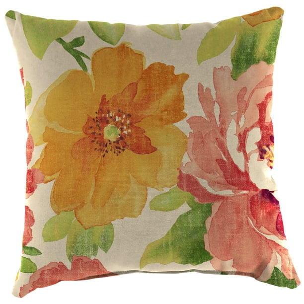 Jordan Manufacturing Muree Outdoor Square Toss Pillow, Primrose, 16" | Walmart (US)