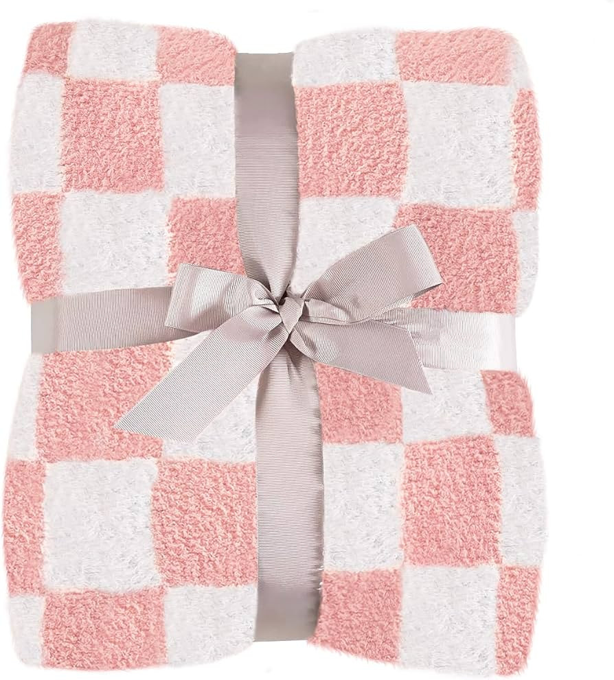 Panku Super Soft Checkered Throw Blanket, Knitted Plush Lightweight Checkboard Fleece Blankets fo... | Amazon (US)