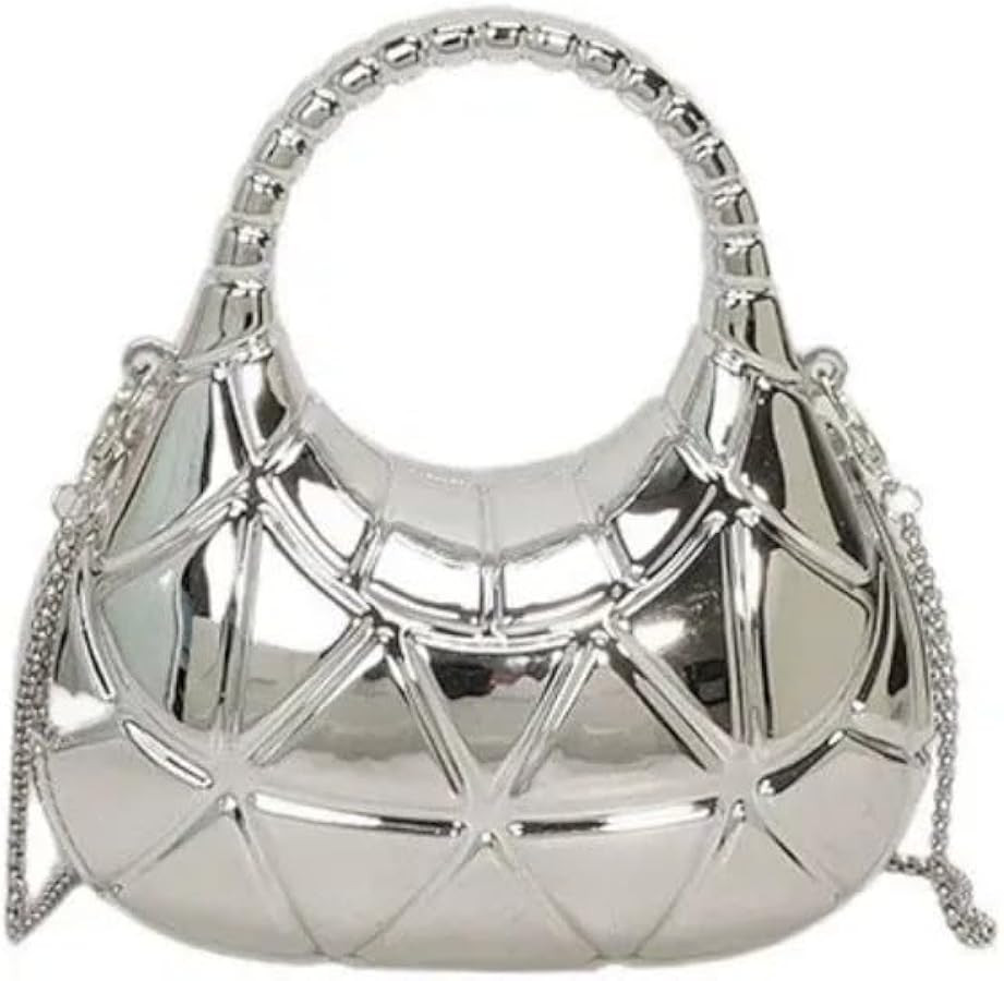 Metallic Geometric Hard Case Handbag, Small Top Handle Evening Purse with Chain Strap: Handbags: ... | Amazon (US)