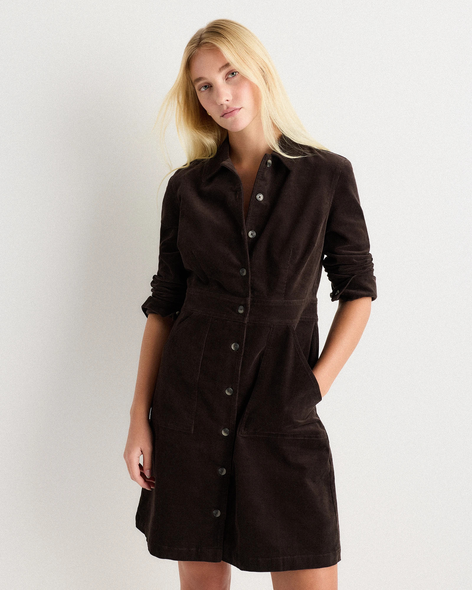 Organic Stretch Corduroy Mini Shirt Dress | Quince