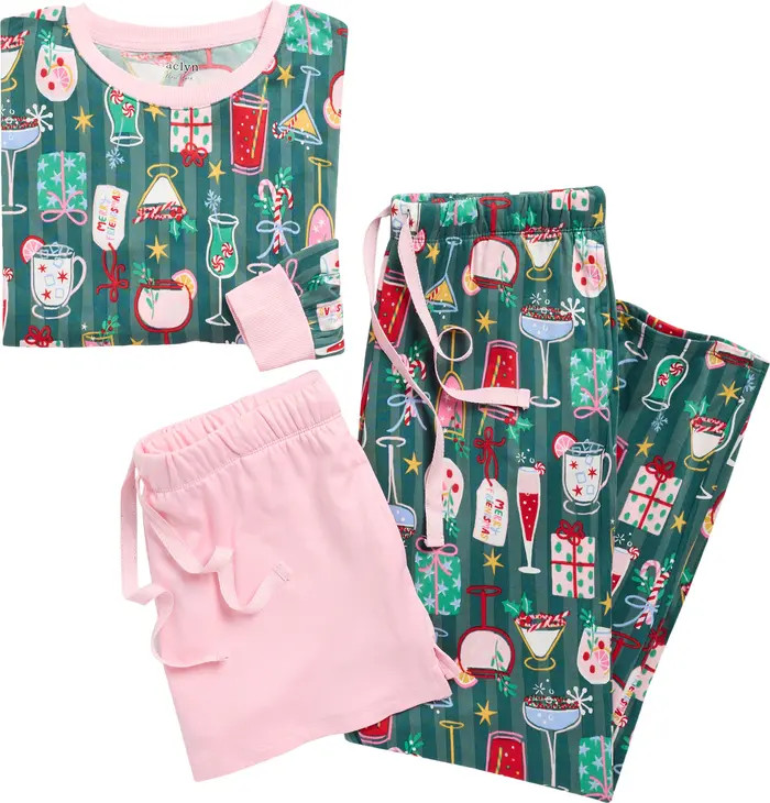 JACLYN Holiday Long Sleeve Top, Shorts & Pants Pajamas | Nordstromrack | Nordstrom Rack