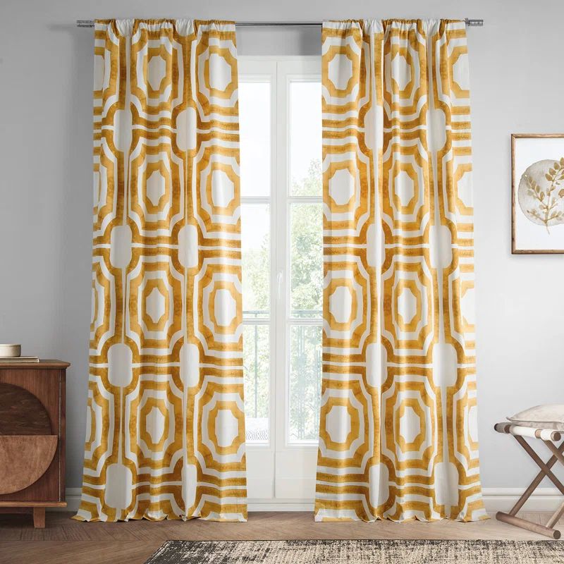 Magari Modern Geometric Room Darkening Cotton Twill Curtains Panel | Wayfair North America