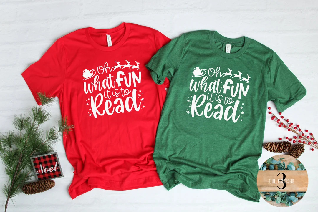 Librarian Teacher Christmas Shirt Oh What Fun It is to Read - Etsy | Etsy (US)