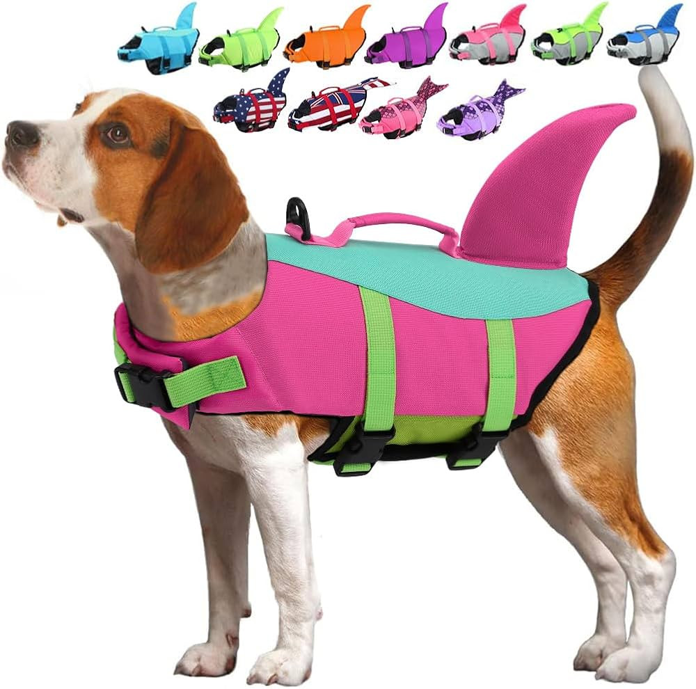 EMUST Shark Life Jackets for Dogs, Adjustable Ripstop Dog Life Vest for Water Safety Pet Life Ves... | Amazon (US)