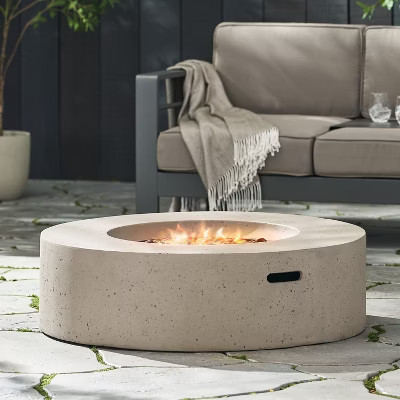 Round Outdoor Fire Pit with 50,000 BTU and Lightweight Concrete Construction | Target