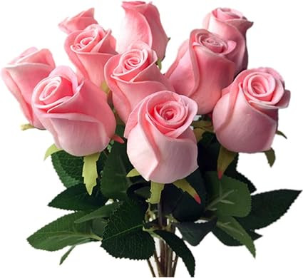 jiumengya 10pcs Real Touch Rose Simulated Fake Latex Pink Roses 43cm/16.93" for Wedding Party Art... | Amazon (US)