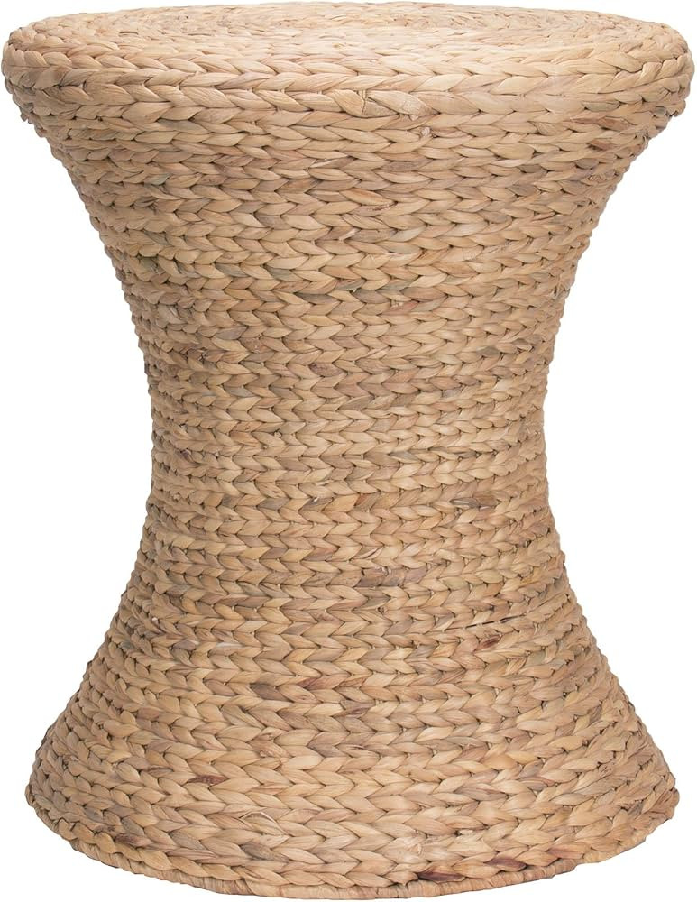 Household Essentials Handwoven Water Hyacinth Wicker Stool with Hourglass Shape, Natural | Amazon (US)
