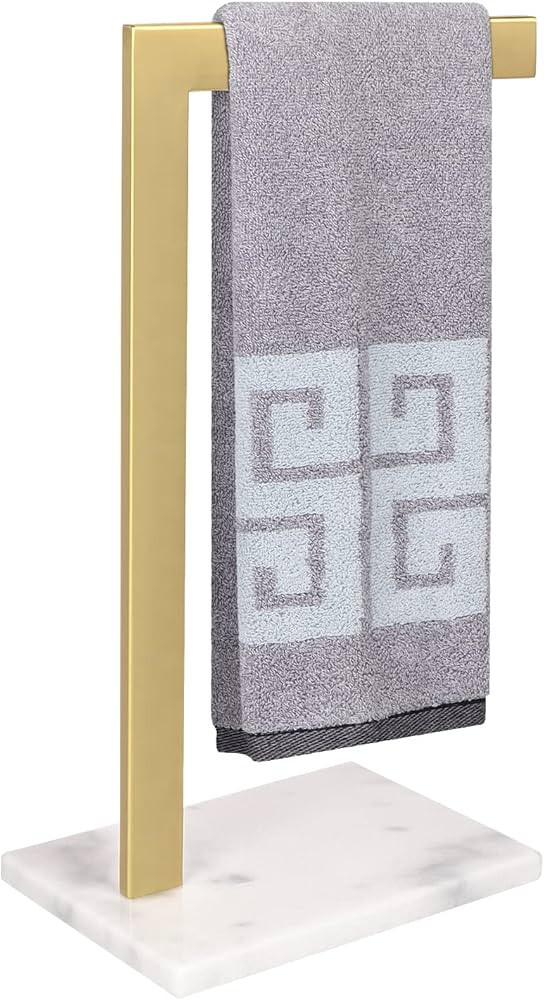 NearMoon Hand Towel Holder with Balanced Marble Base, 304 Stainless Steel Stand Towel Ring L Shap... | Amazon (US)
