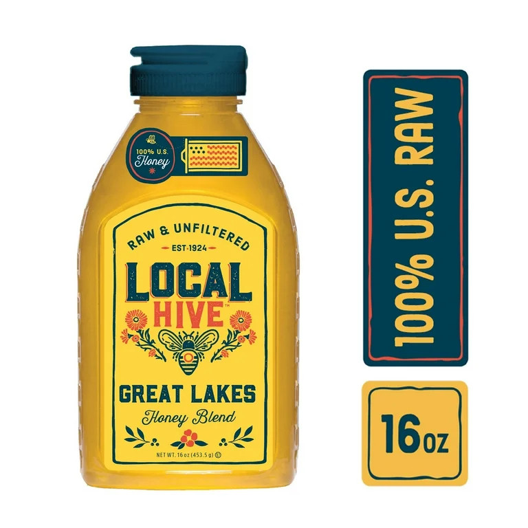 Local Hive, Raw & Unfiltered, 100% U.S. Great Lakes Honey Blend, 16 oz Bottle | Walmart (US)