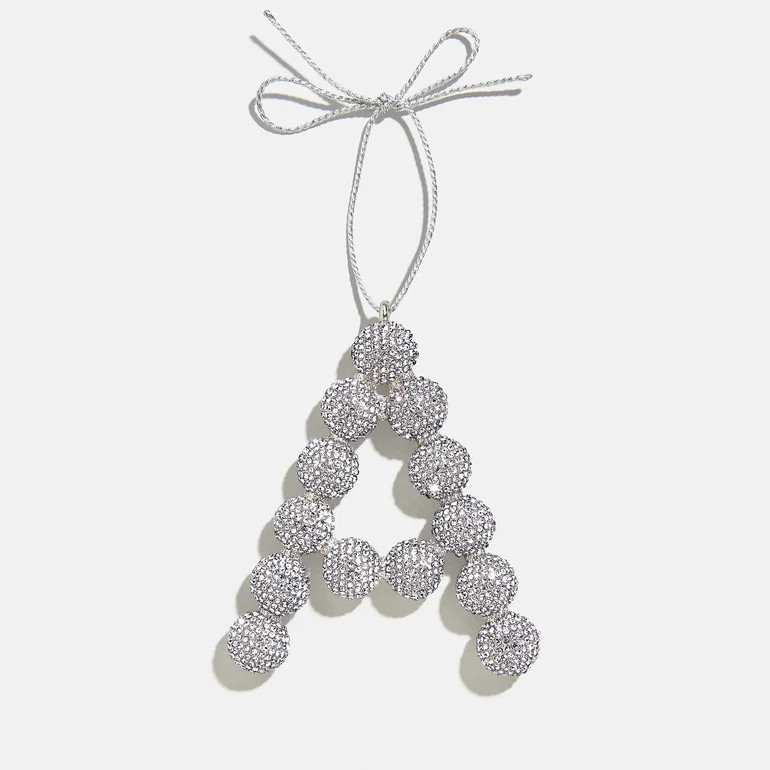 Merry Monogram Ornament - Silver/Pav\u00e9 | BaubleBar