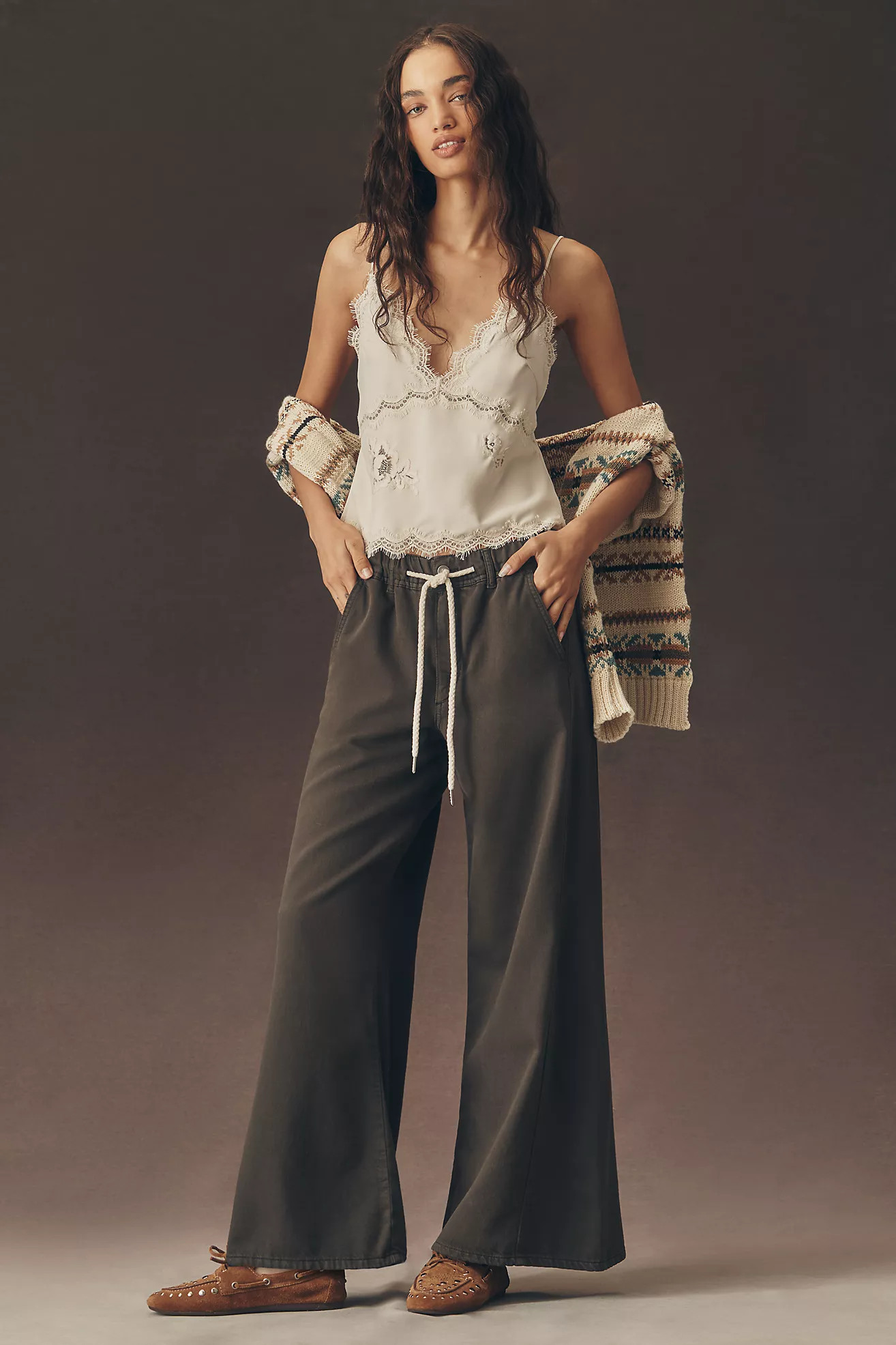 The Adi Mid-Rise Relaxed Flare Pants by Pilcro: Pull-On Edition | Anthropologie (US)