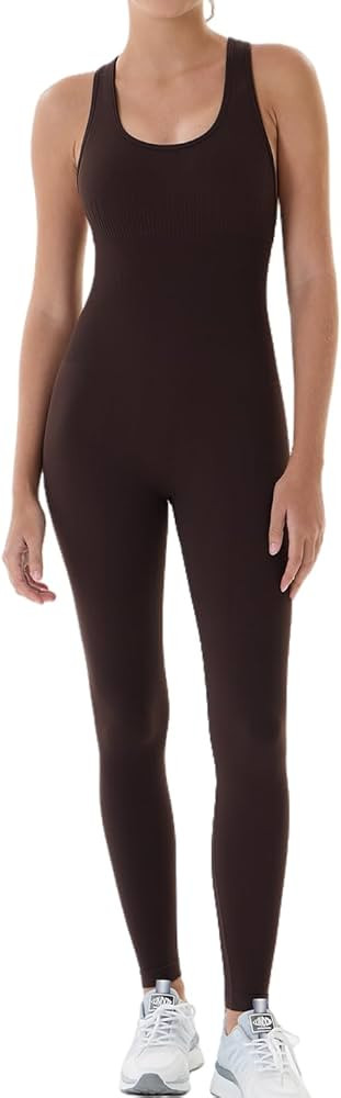 AUROLA Power Workout Jumpsuit for Women Yoga Gym Seamless One Piece Racerback Tummy Control Padde... | Amazon (US)