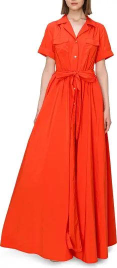 MELLODAY Tie Belt Poplin Maxi Shirtdress | Nordstrom | Nordstrom