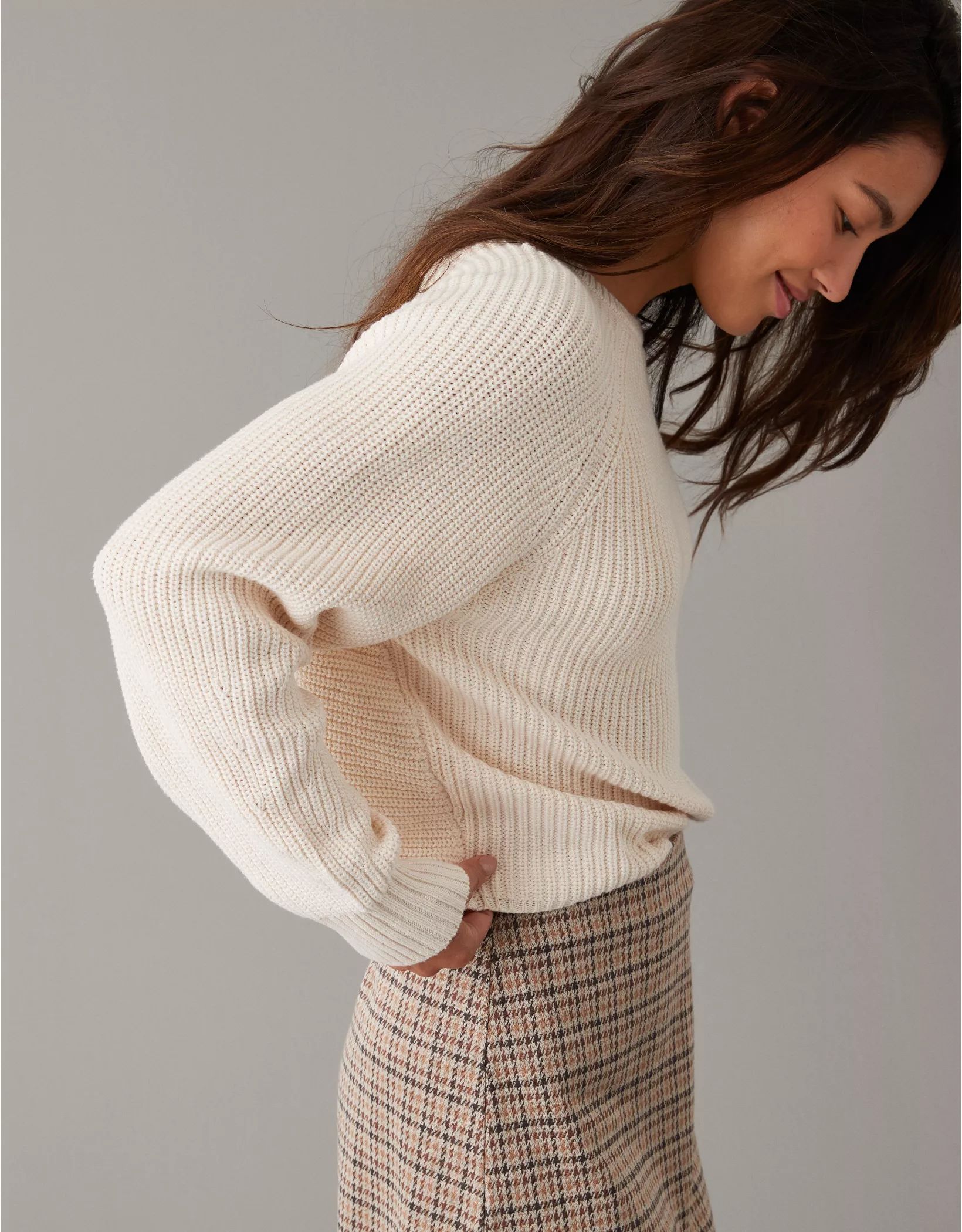 AE Long-Sleeve Twist-Back Sweater | American Eagle Outfitters (US & CA)