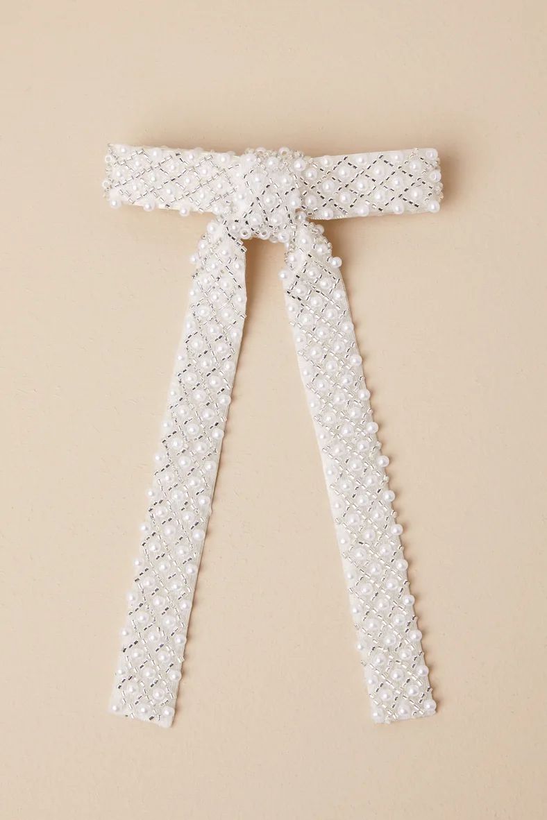 Exemplary Sweetness White Pearl Beaded Bow Hair Clip | Lulus