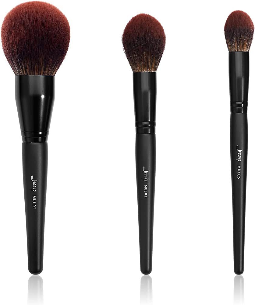Jessup Large Face Makeup Brushes 3pcs, Premium Synthetic Powder Contour Highlighter Brush, Phanto... | Amazon (US)