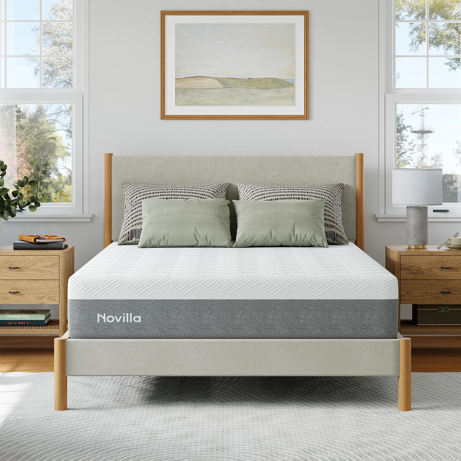 Novilla\u00ae White & Gray Bliss Mattress | Cooling Sleep Comfort | Novilla