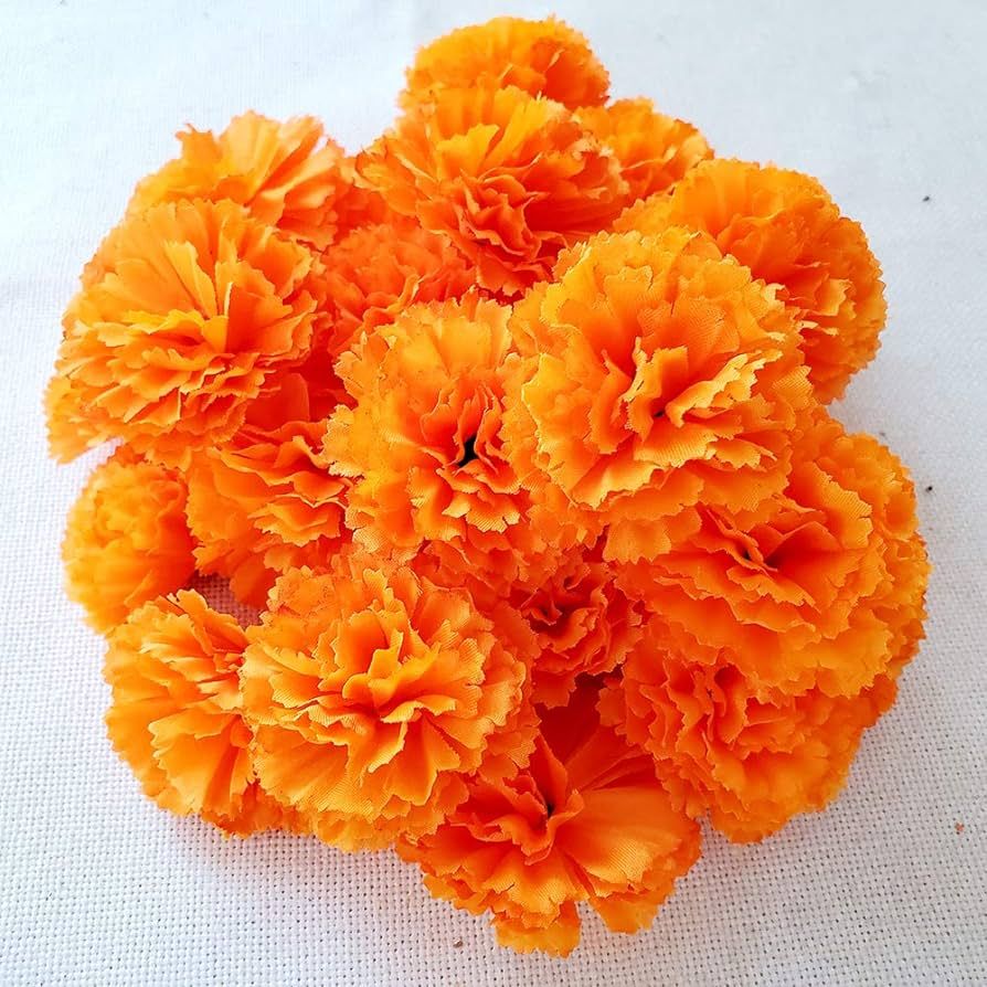 TRvancat Marigold Flowers Heads Bulk, Silk Artificial Flowers for Diwali,Indian Festival, DIY Mar... | Amazon (US)