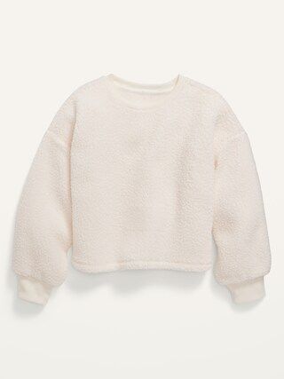 Slouchy Sherpa Cropped Sweatshirt for Girls | Old Navy (US)
