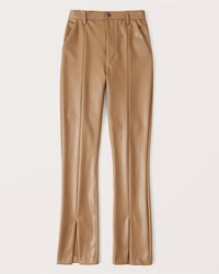 Women's Vegan Leather Split-Hem Pants | Women's Clearance | Abercrombie.com | Abercrombie & Fitch (US)