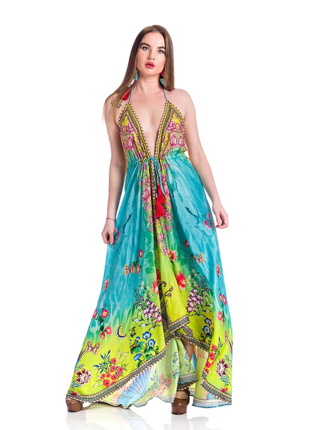 Women's Summer Animal Print Halter Dress, Handmade Boho Maxi Long Hawaii Sundress, Floral Tropica... | Etsy (US)