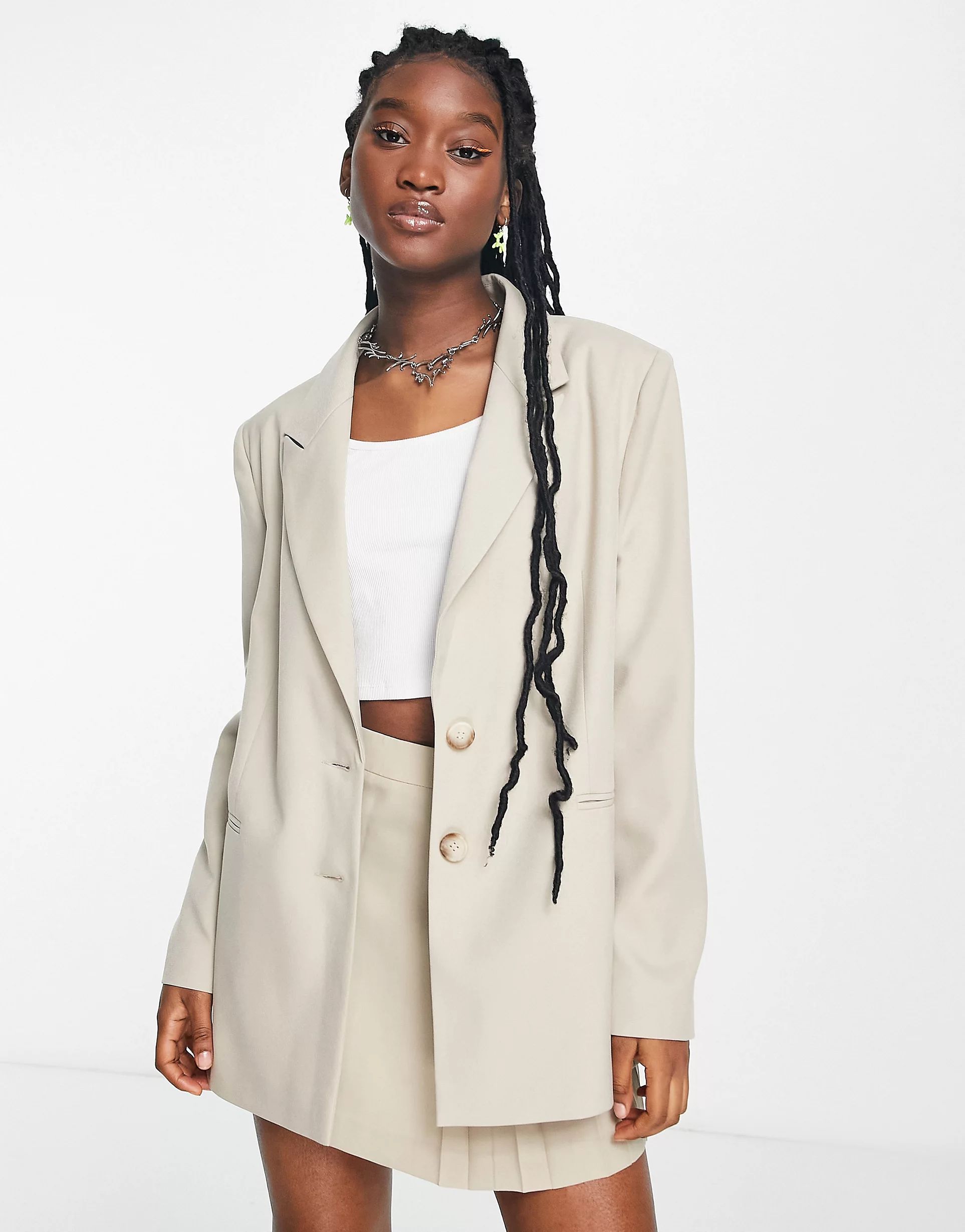 COLLUSION oversized dad blazer in beige | ASOS (Global)