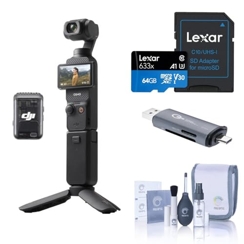 DJI Osmo Pocket 3 Creator Combo, Vlogging Camera, 4K/120fps Video, 3-Axis Stabilization, Mic Included for Clear Sound, Digital Camera for Photography Bundle with 64GB Memory Card, Card Reader | Amazon (US)