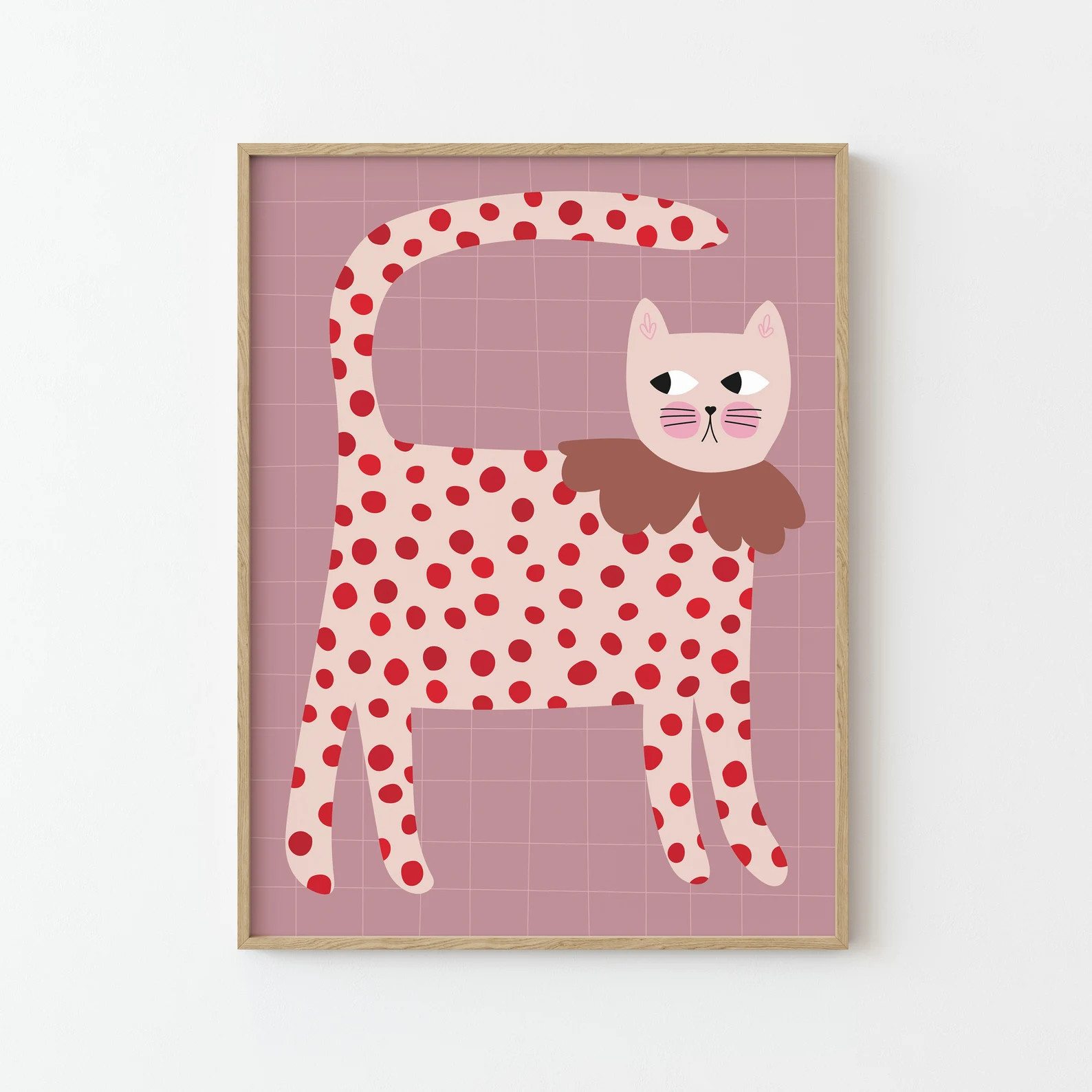 Cat Print 30x40 & 50x70 Illustration Red Dots Poster for Kids Wall Decor Children's Room Nursery ... | Etsy (US)