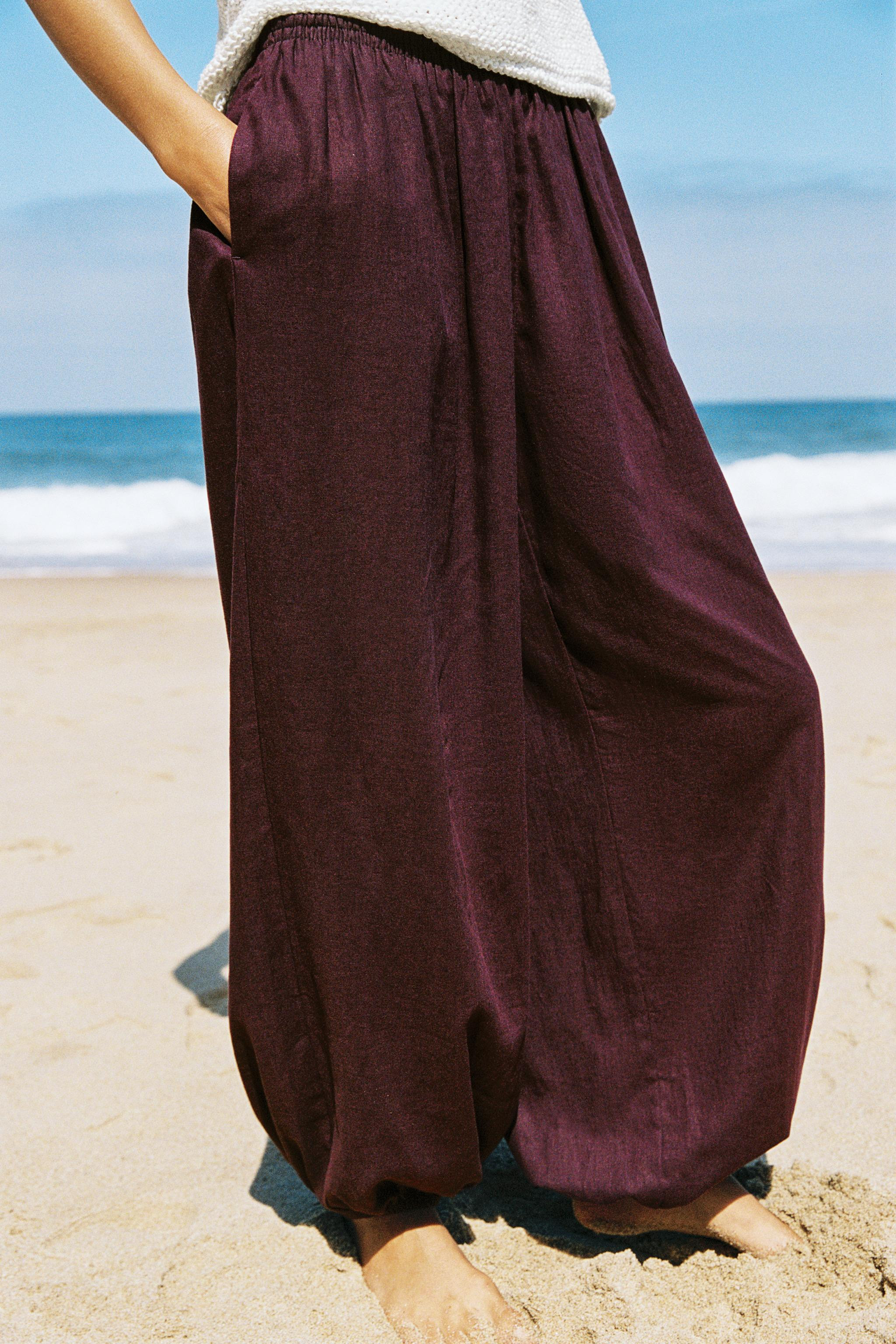 LINEN BLEND SAROUEL TROUSERS | Zara UK