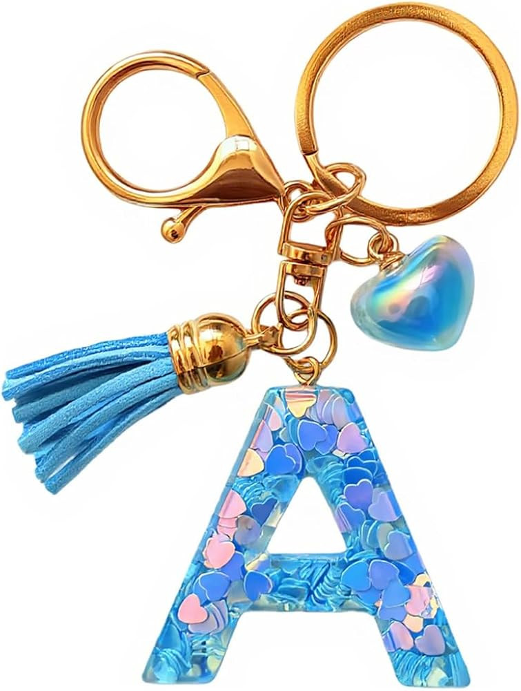 Colorful Initial Letter Keychain for Women Girls with Tassel Heart Charm Alphabet Keychain for Ba... | Amazon (US)