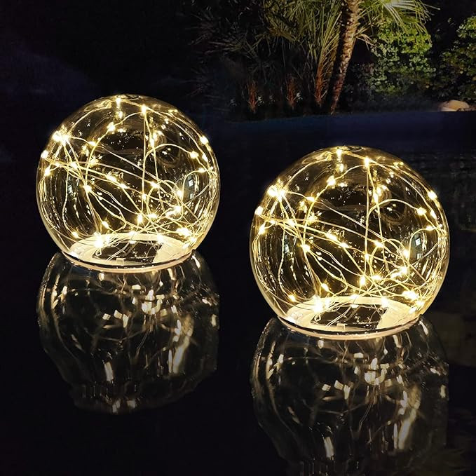 Solar Floating Pool Lights, Warm White LED Solar Glow Globe Pool Lights That Float, Auto ON/OFF W... | Amazon (US)