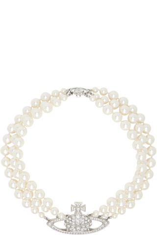 Three Row Pearl Bas Relief Necklace | SSENSE