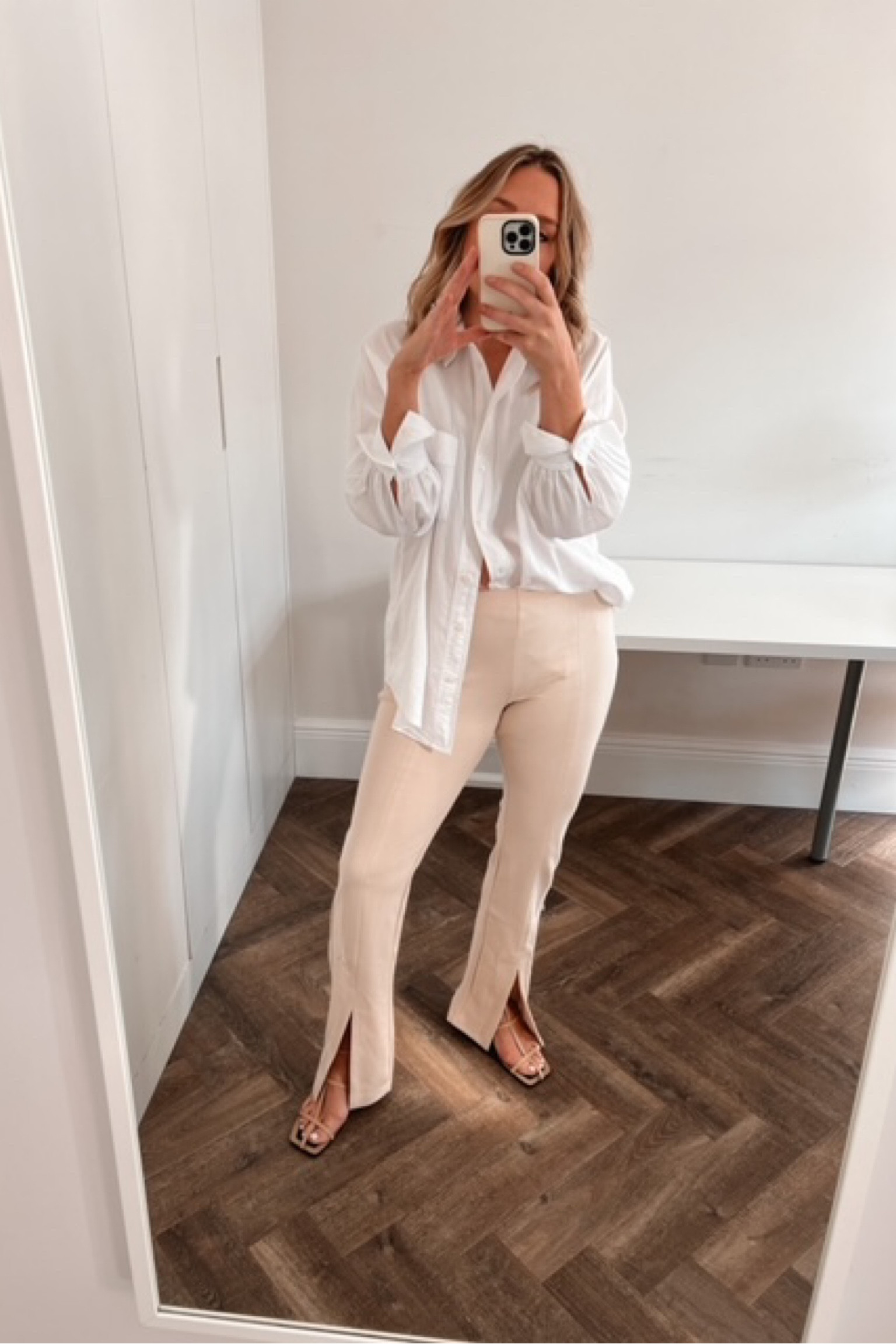 Puff sleeve blouse, long sleeve blouse, white blouse, long sleeve white blouse, cream trousers, skinny trousers, split hem trousers, cream split hem trousers, nude sandals, neutral outfit, neutral aesthetic, summer outfit, Hush, Phase Eight, Nobody’s Child, Whistles, Monki, Karen Millen, Alo Yoga, Charles & Keith

#LTKeurope #LTKstyletip #LTKSeasonal