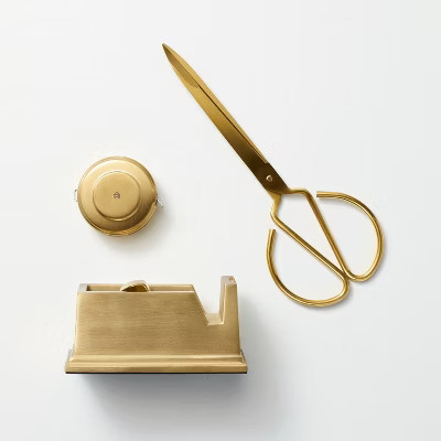 3pc Brass Scissor with Measuring Tape and Tape Dispenser Set - Hearth & Hand™ with Magnolia | Target