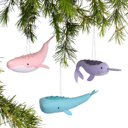 Felt Sequined Sea Life Ornaments Set of 3 by World Market | World Market