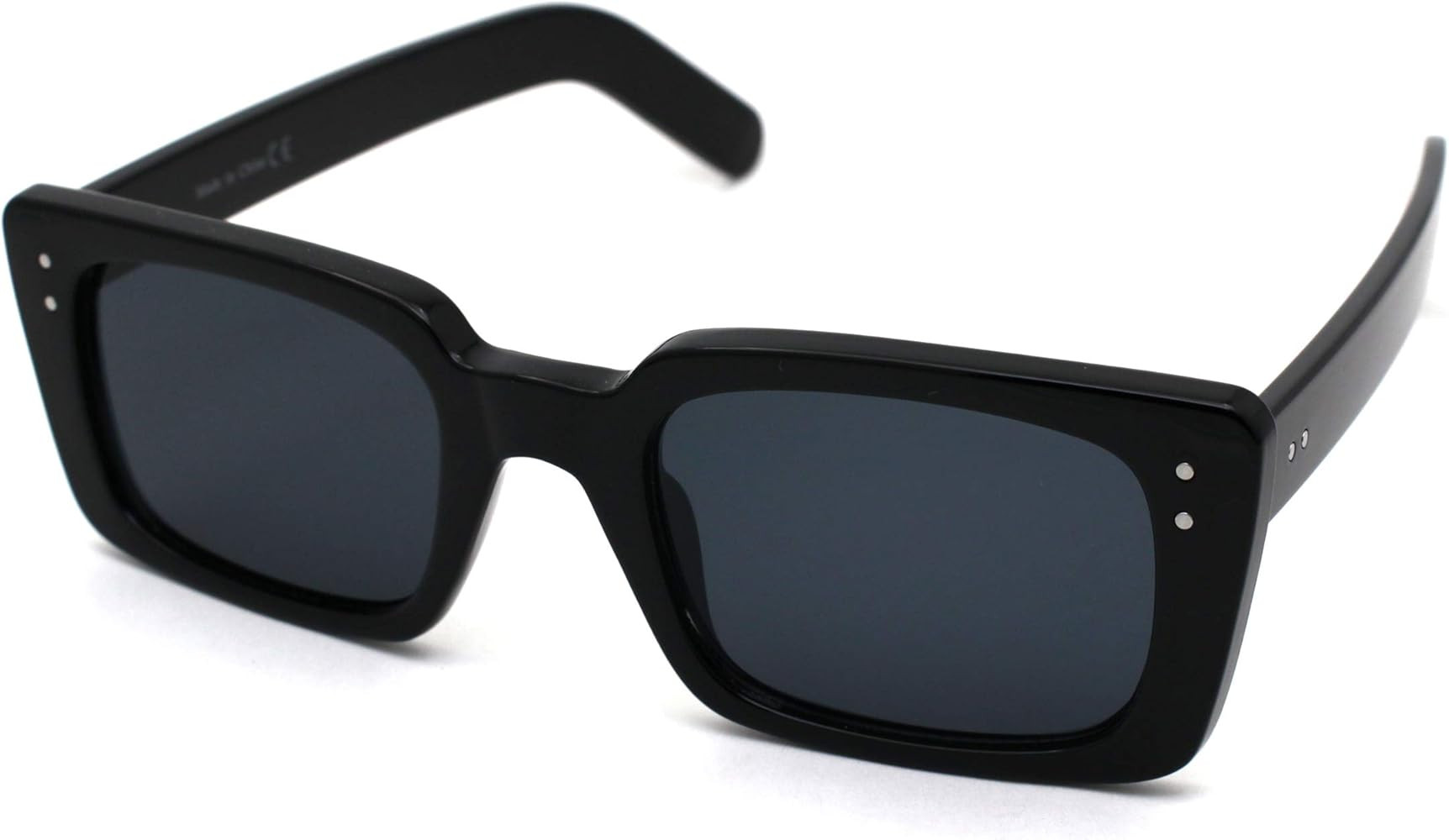 Womens Mod Boyfriend Rectangle Thick Plastic Retro Sunglasses | Amazon (US)