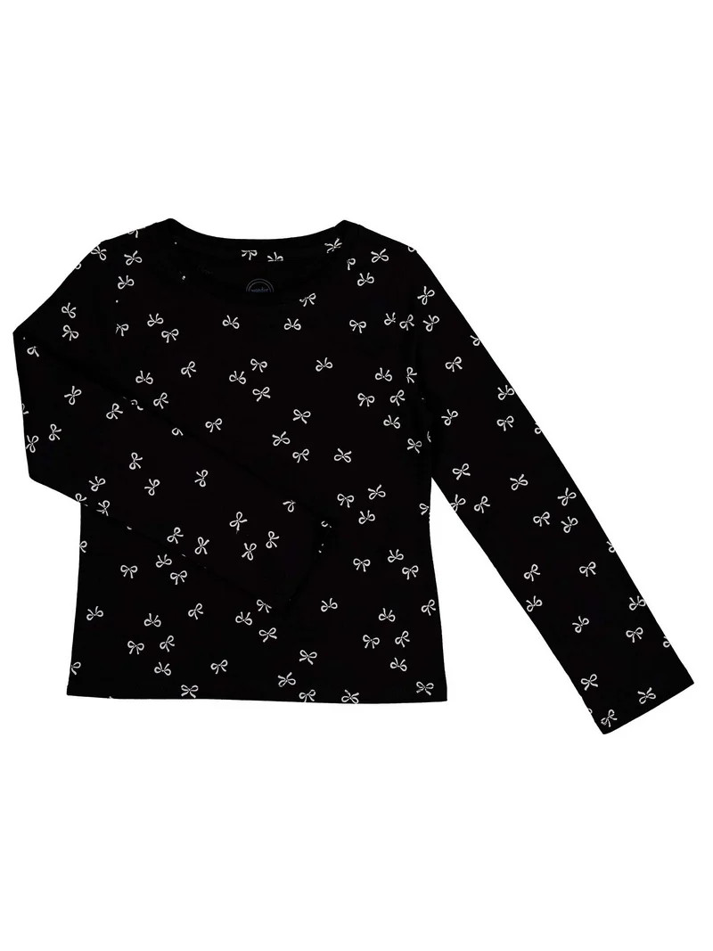 Wonder Nation Girls Long Sleeve Kid Tough T-Shirt, Sizes 4-18 & Plus | Walmart (US)