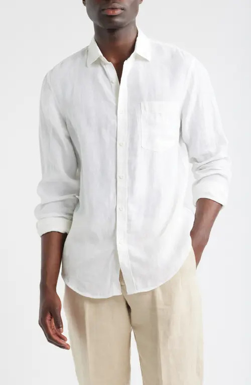 Nordstrom Linen Button-Up Shirt in White at Nordstrom, Size X-Large | Nordstrom