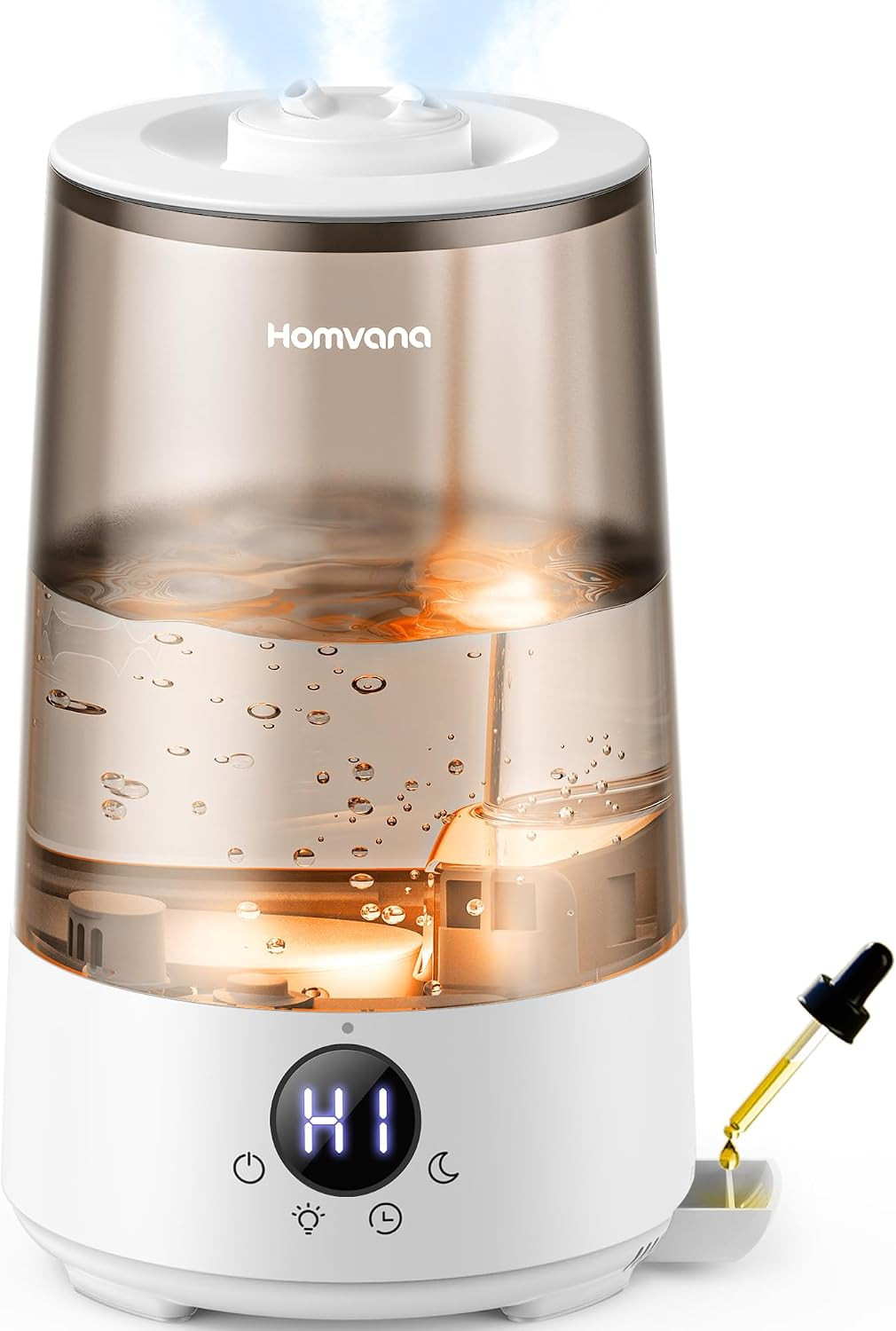 Homvana Small Humidifiers for Baby Bedroom Home, Cool Mist Top-Fill 3.6L 34H, Quiet 23dB (SilentSpray Tech), Kids Humidifier, Essential Oil Diffuser for Office, Plants, Nursery, BPA FREE, 7Color Light | Amazon (US)